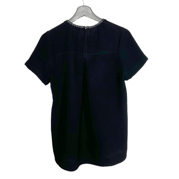 Madewell Black Leather Trim Tailored Tee Short Sleeve Top Small - Picture 2 of 6